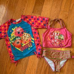 Shopkins Bikini Rash Guard Bathing Suit Size 5T